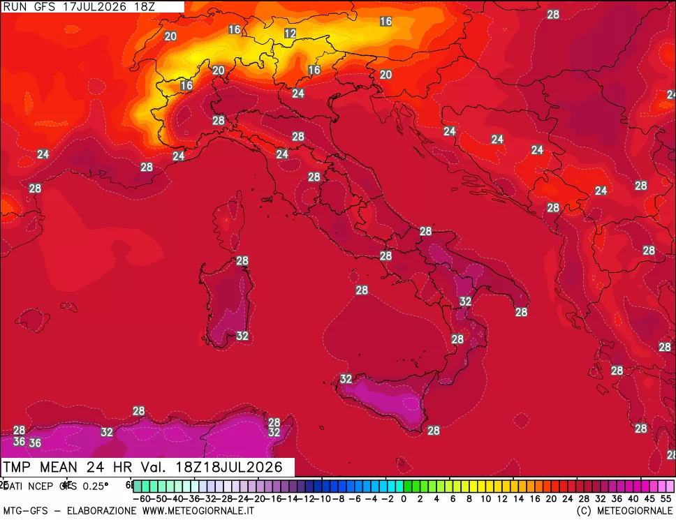 mappa Temperatura media 24 ore