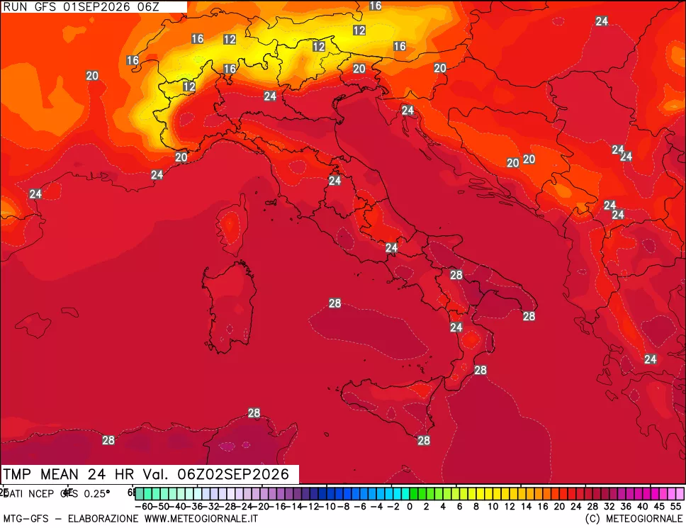 mappa Temperatura media 24 ore