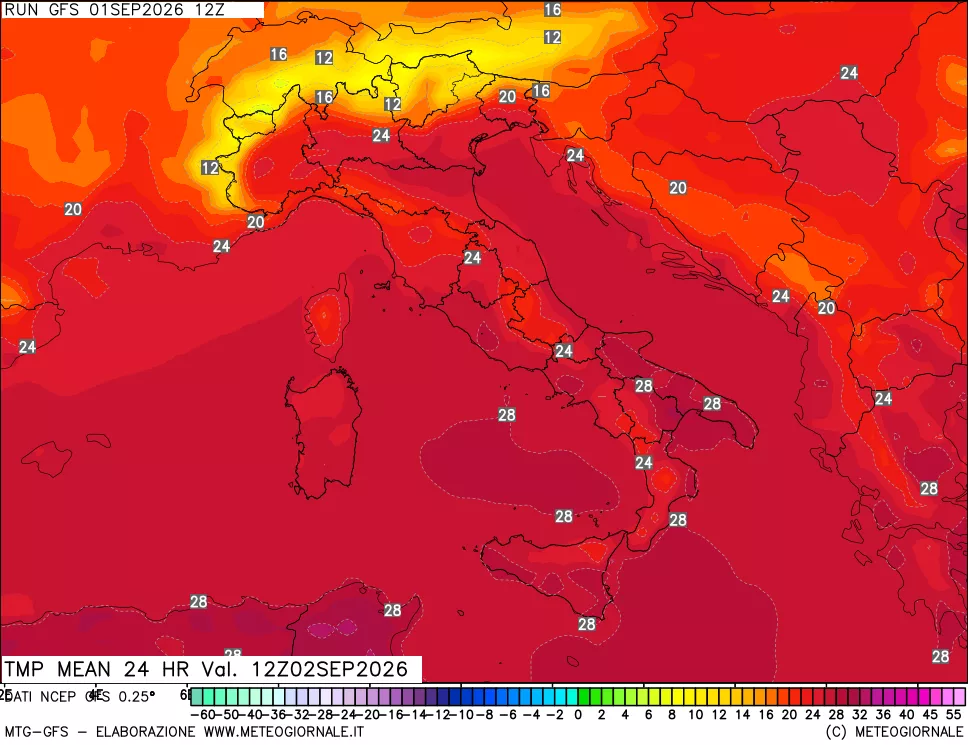 mappa Temperatura media 24 ore