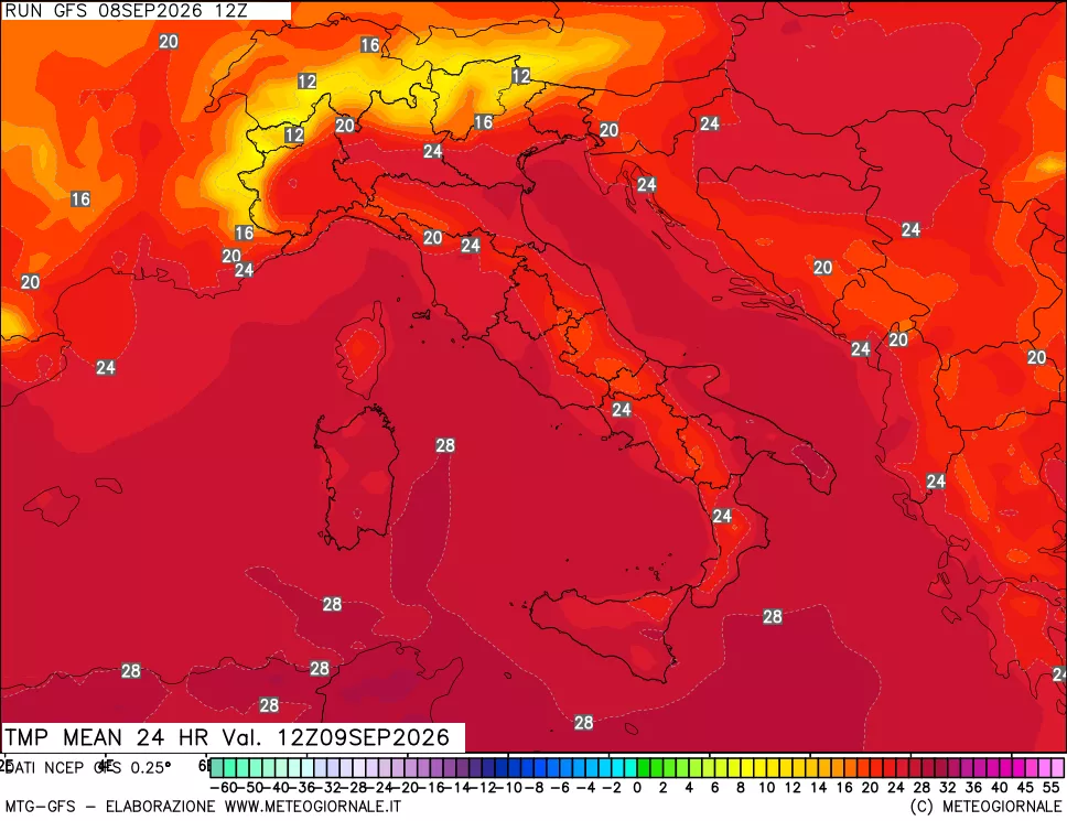 mappa Temperatura media 24 ore