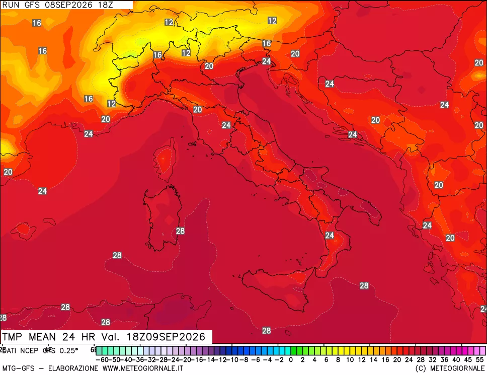 mappa Temperatura media 24 ore
