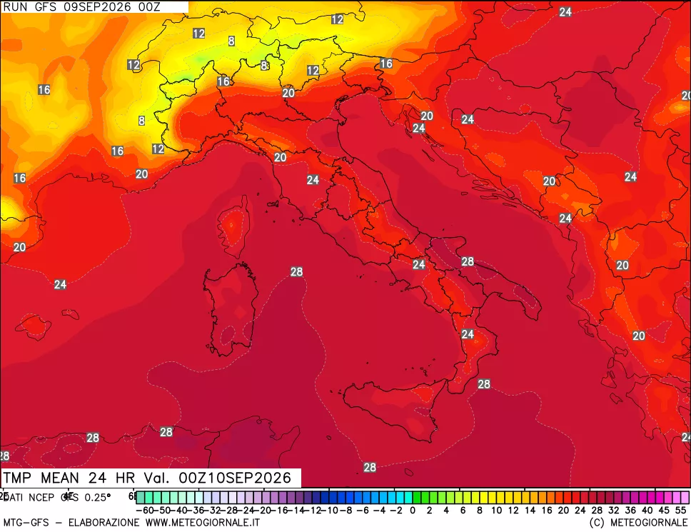mappa Temperatura media 24 ore