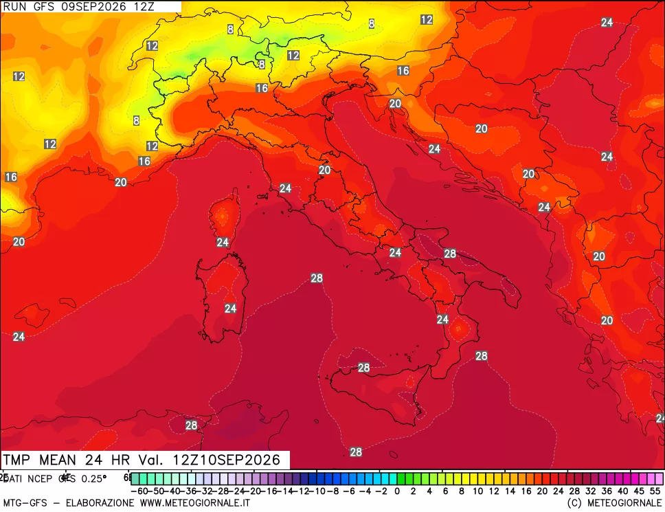 mappa Temperatura media 24 ore