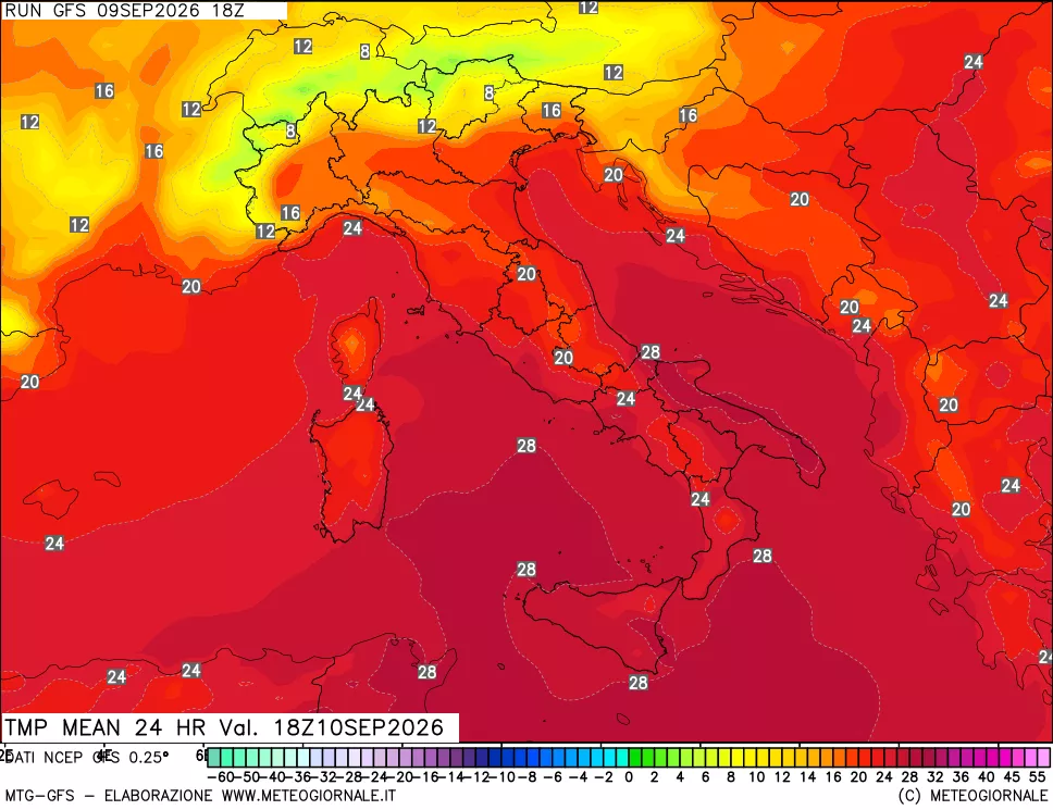 mappa Temperatura media 24 ore
