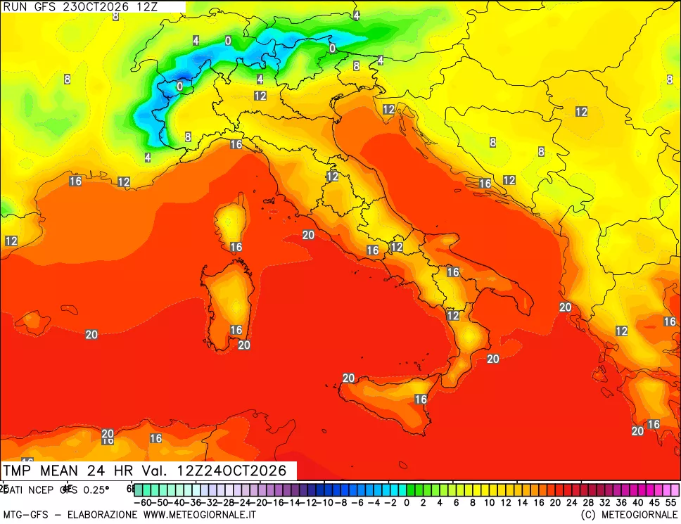 mappa Temperatura media 24 ore
