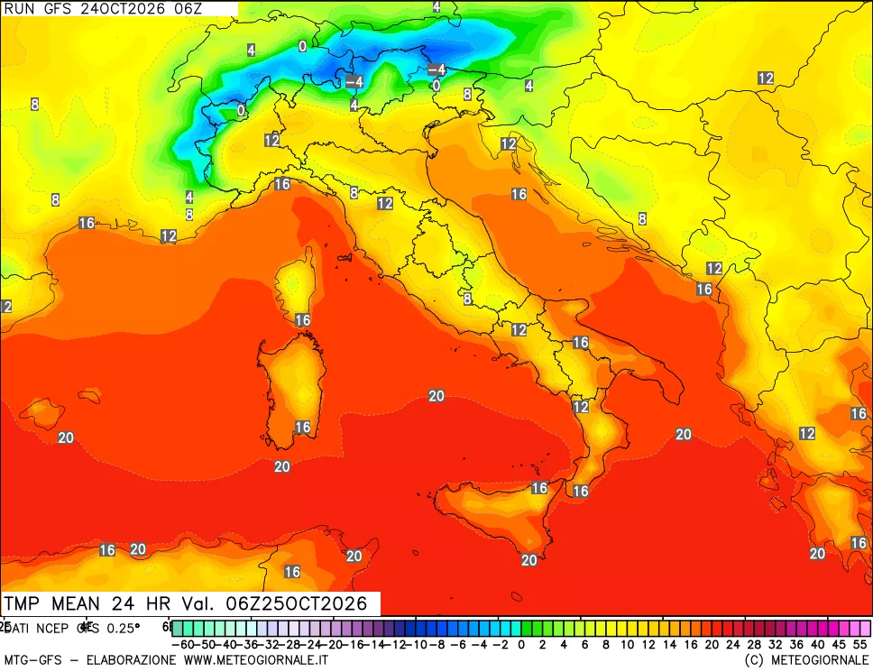mappa Temperatura media 24 ore