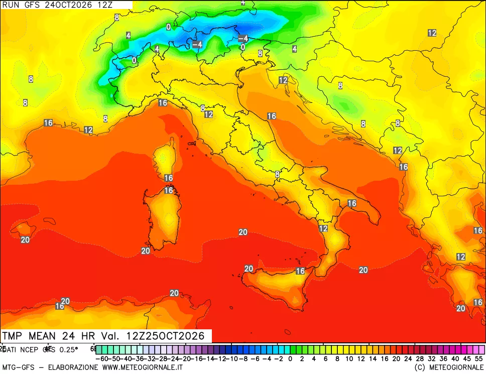 mappa Temperatura media 24 ore