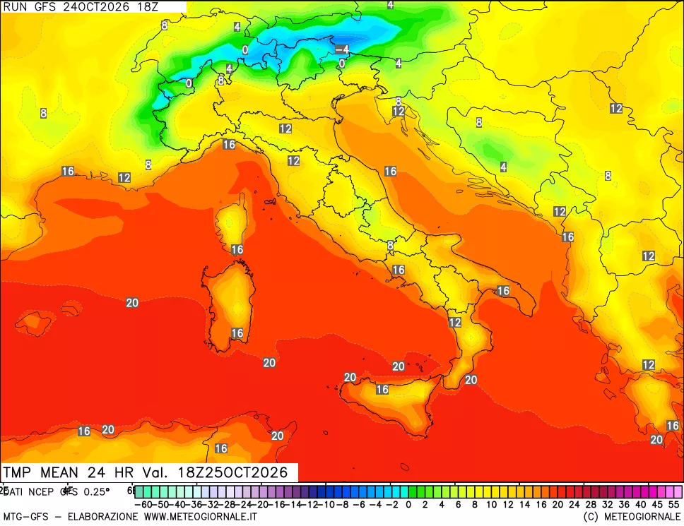 mappa Temperatura media 24 ore