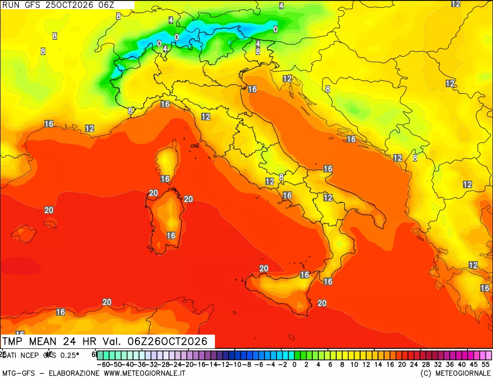 mappa Temperatura media 24 ore