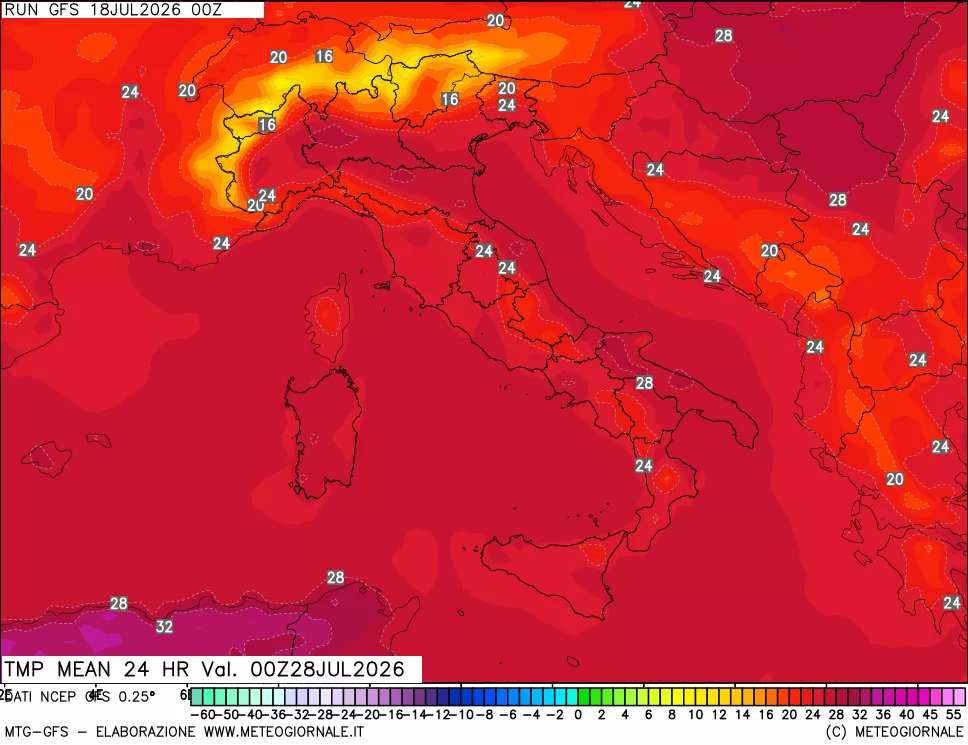 mappa Temperatura media 24 ore