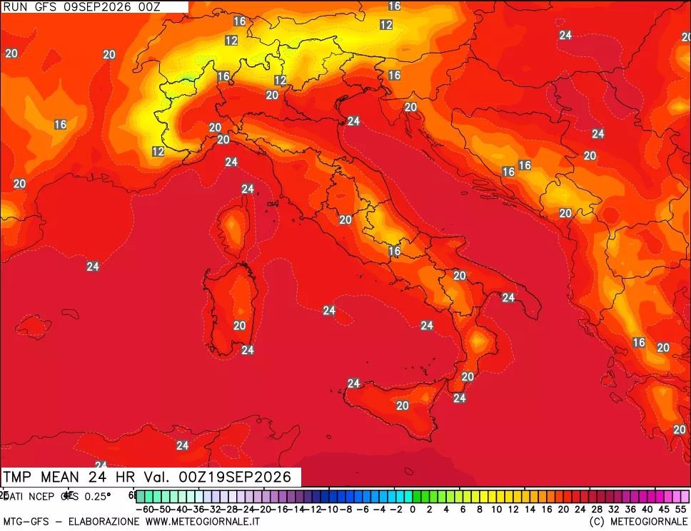 mappa Temperatura media 24 ore