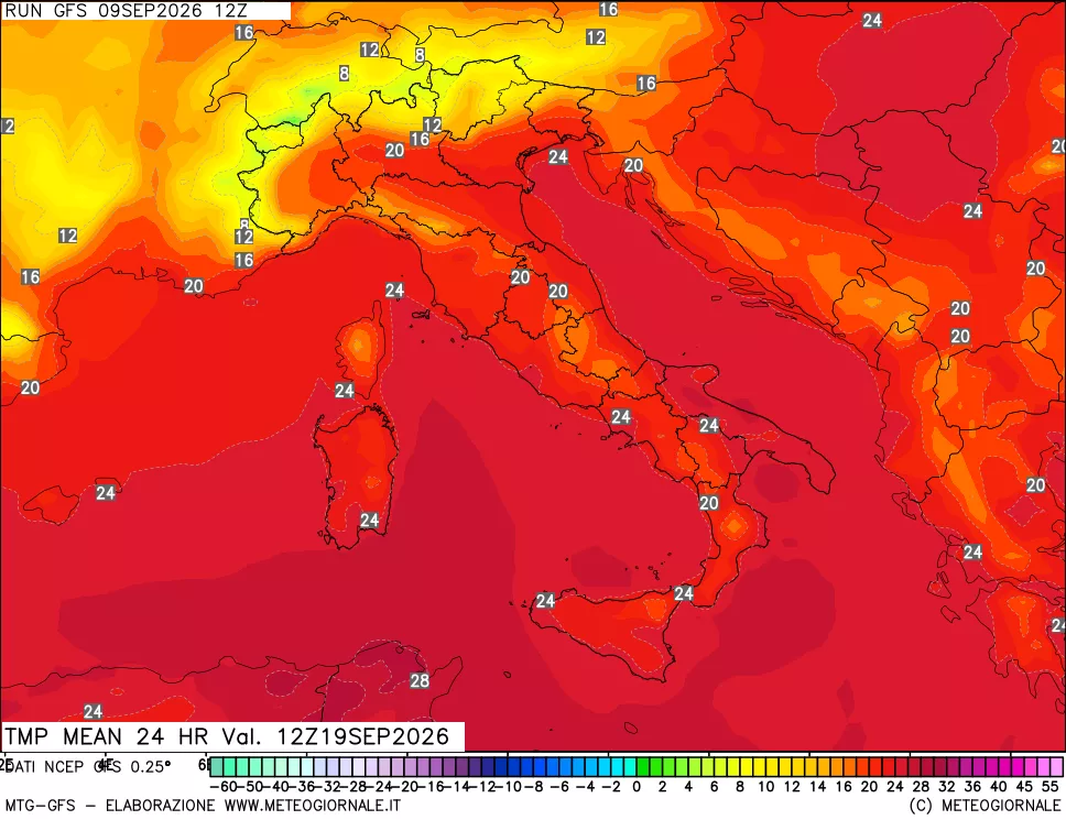 mappa Temperatura media 24 ore