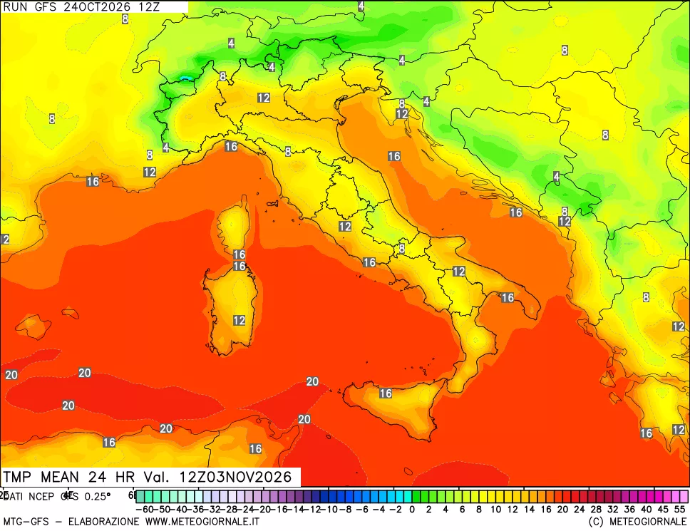 mappa Temperatura media 24 ore