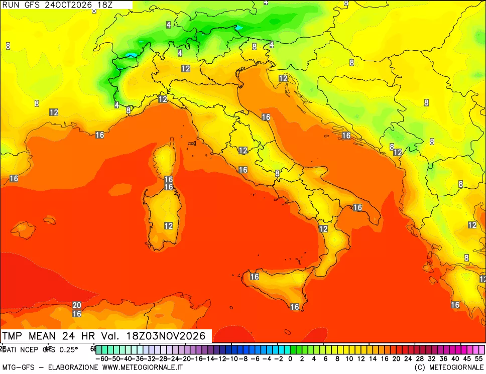 mappa Temperatura media 24 ore