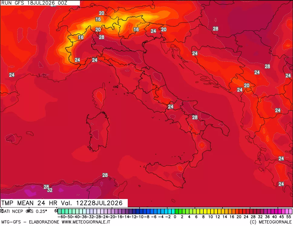 mappa Temperatura media 24 ore