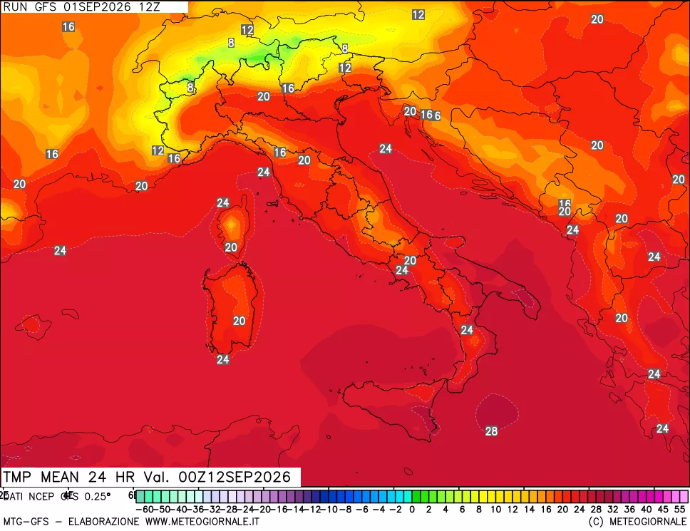 mappa Temperatura media 24 ore