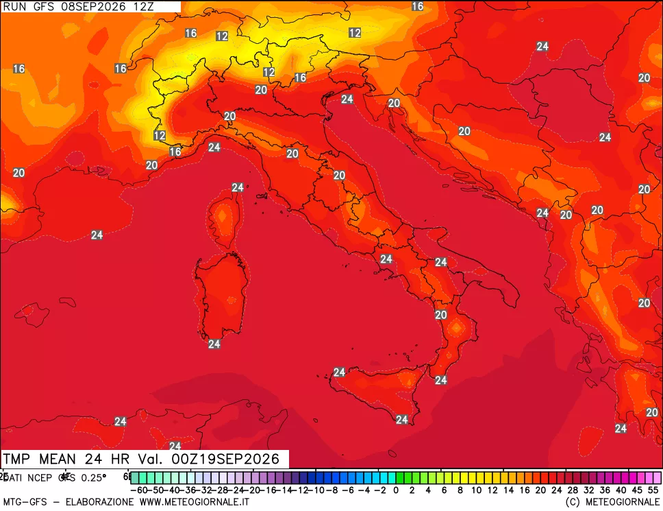 mappa Temperatura media 24 ore