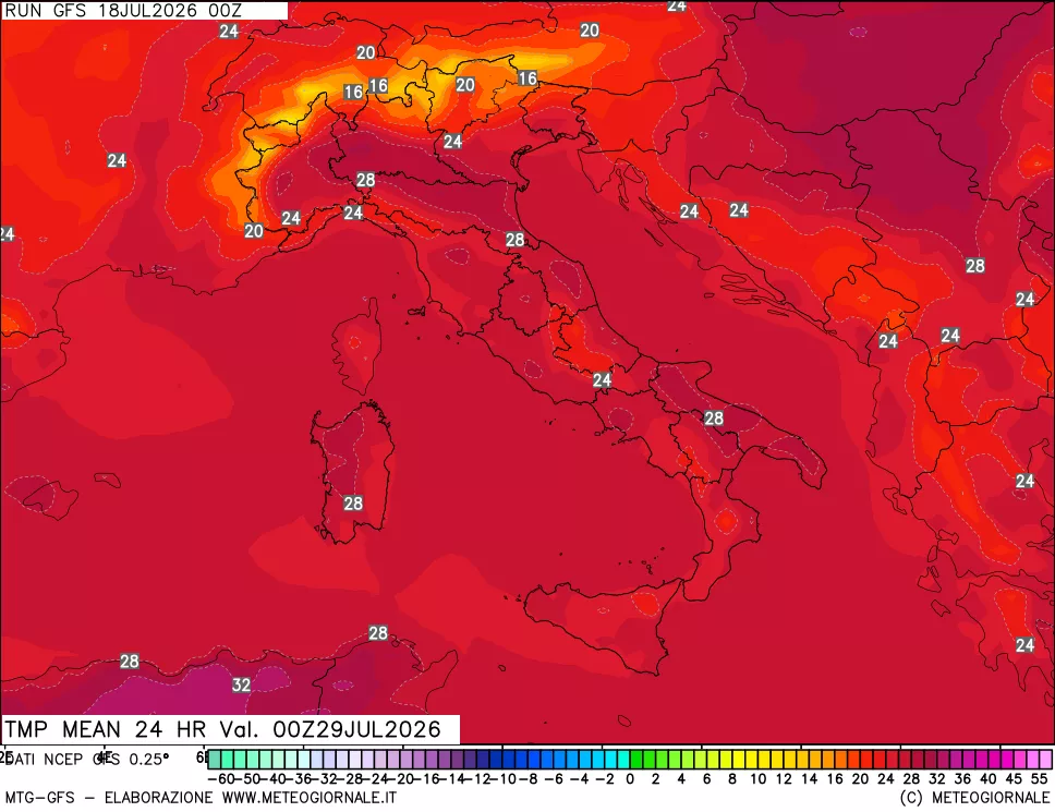mappa Temperatura media 24 ore