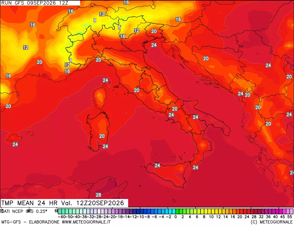 mappa Temperatura media 24 ore