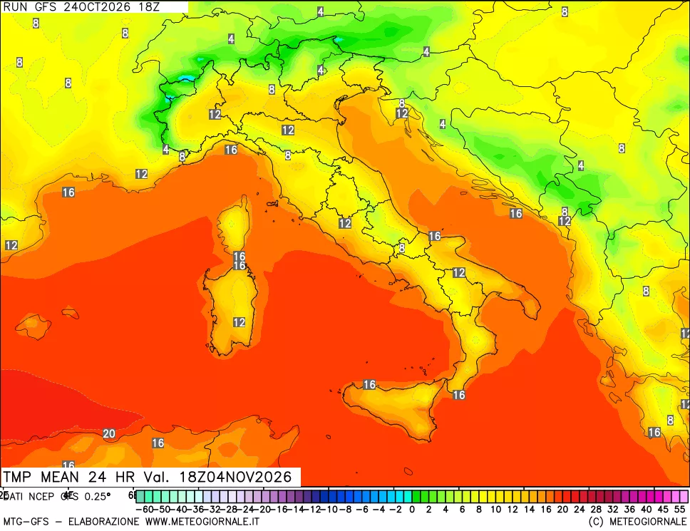 mappa Temperatura media 24 ore