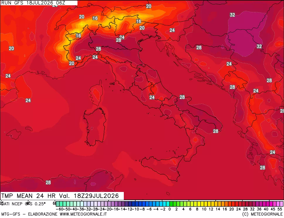 mappa Temperatura media 24 ore
