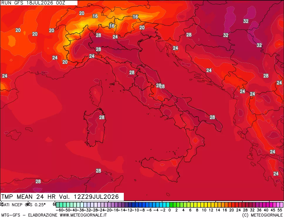 mappa Temperatura media 24 ore