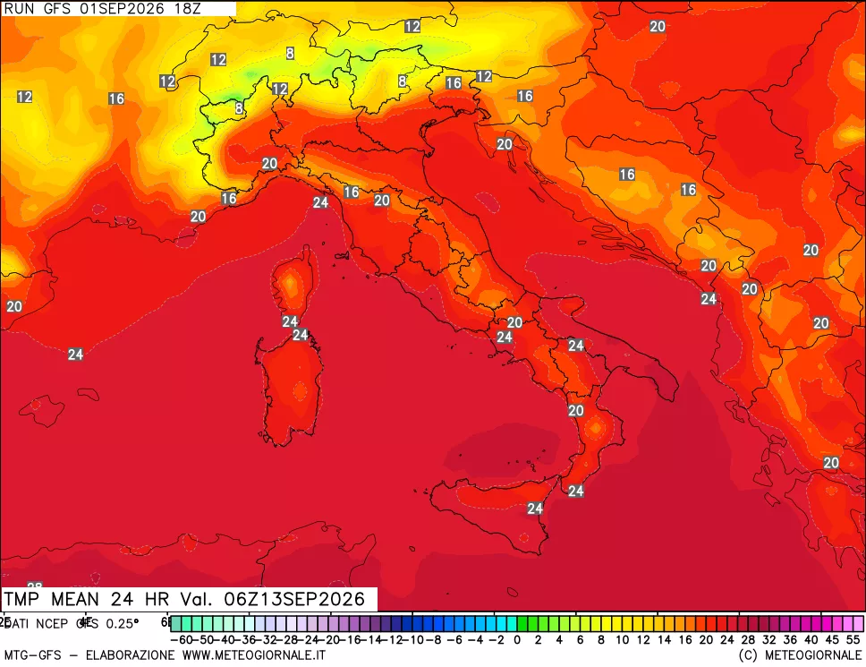 mappa Temperatura media 24 ore