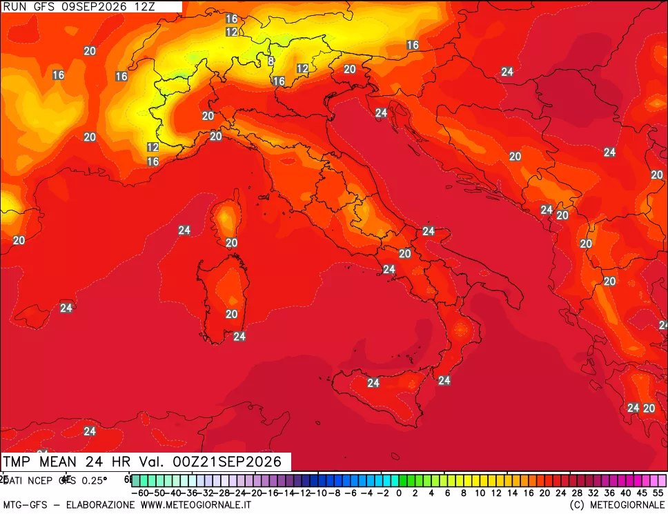 mappa Temperatura media 24 ore