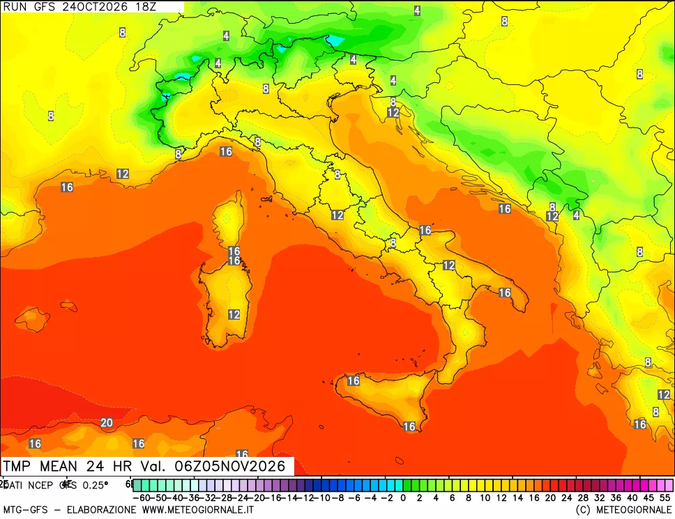 mappa Temperatura media 24 ore