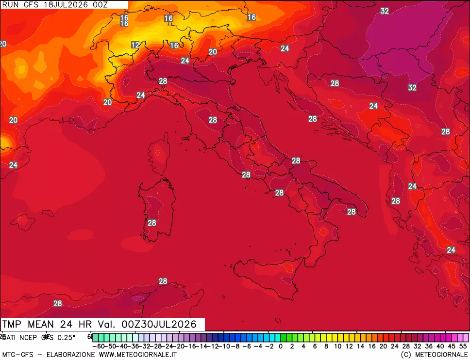 mappa Temperatura media 24 ore