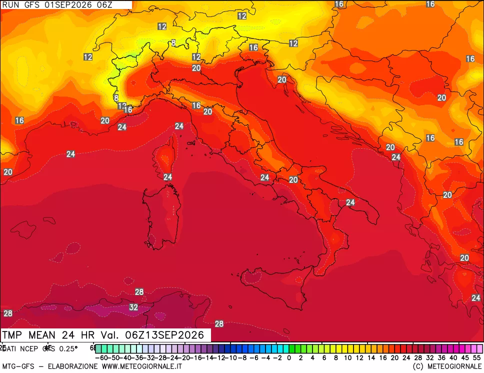 mappa Temperatura media 24 ore