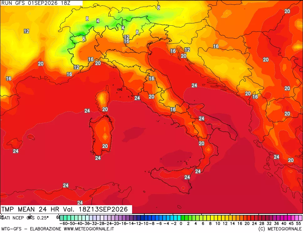 mappa Temperatura media 24 ore