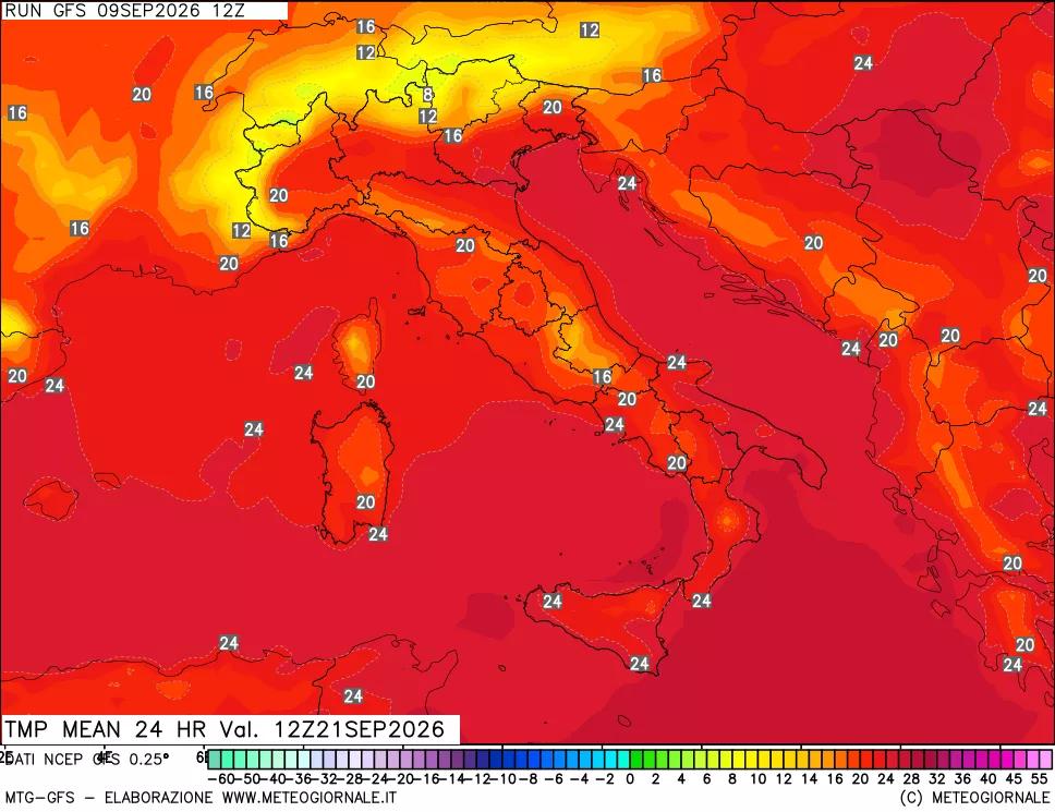 mappa Temperatura media 24 ore