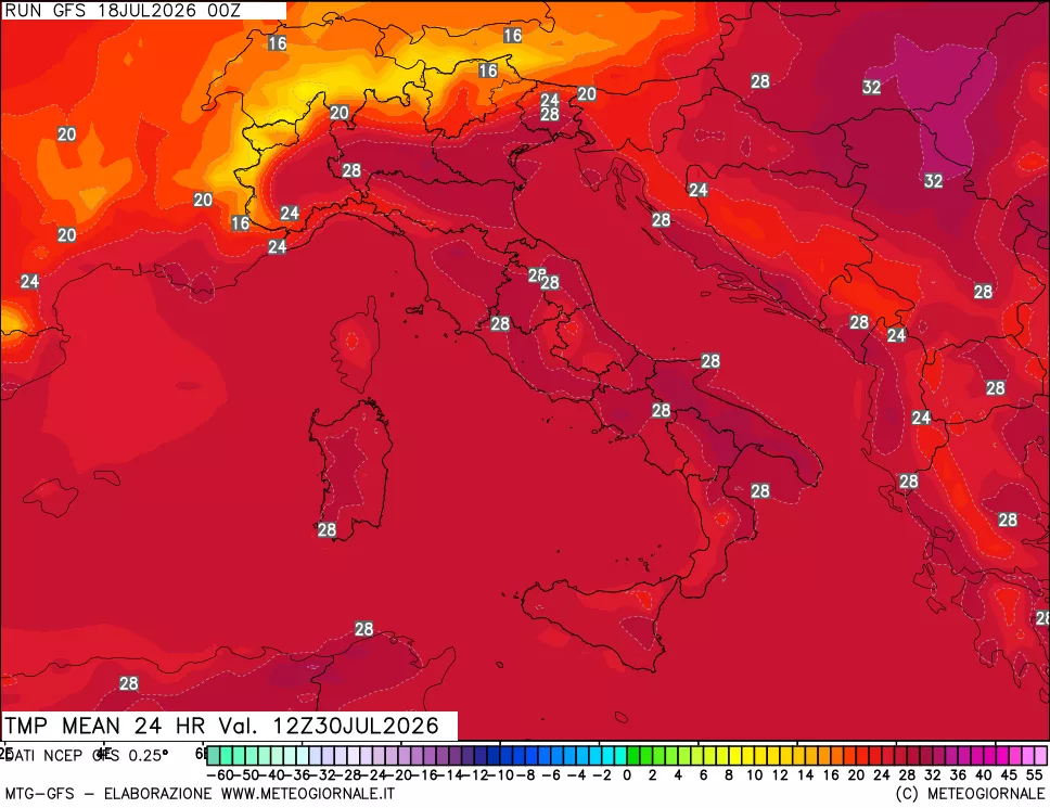 mappa Temperatura media 24 ore