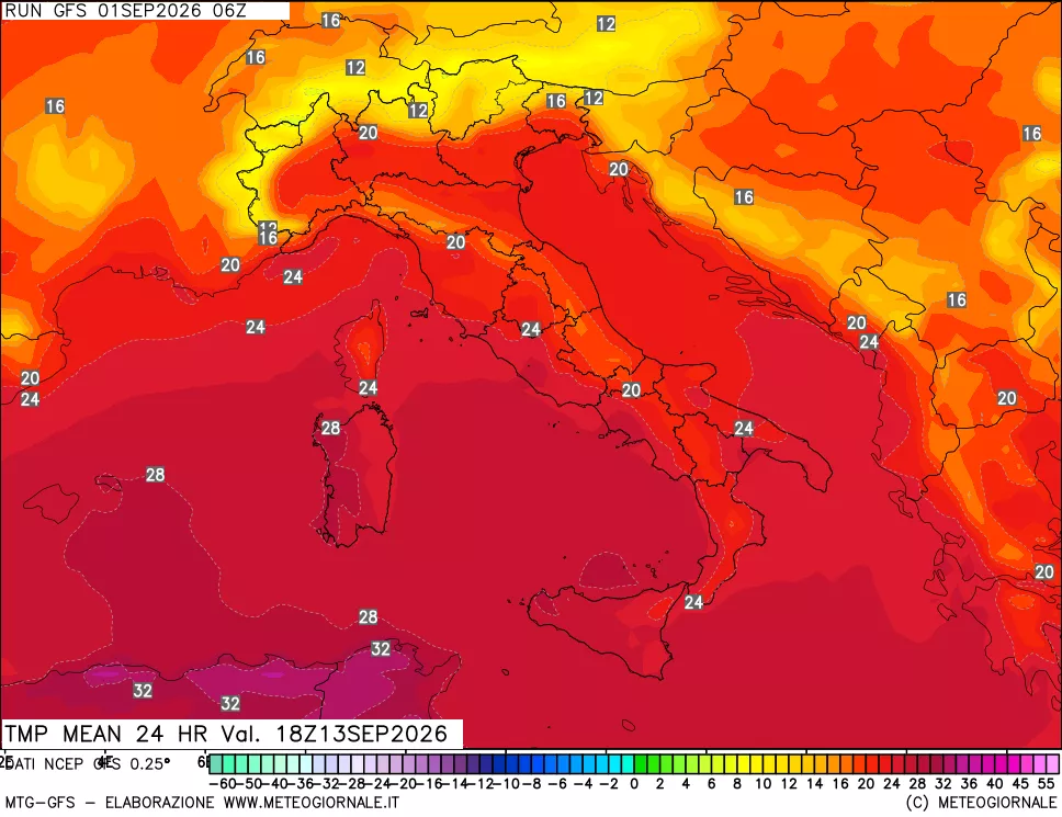 mappa Temperatura media 24 ore