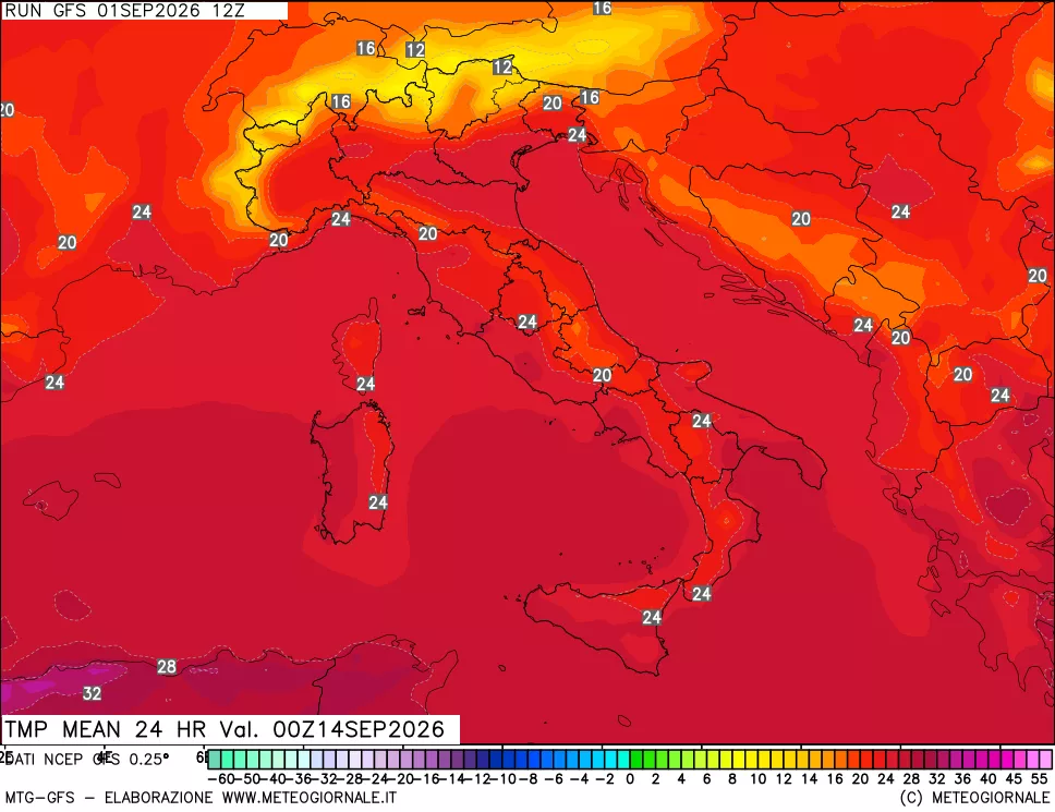 mappa Temperatura media 24 ore