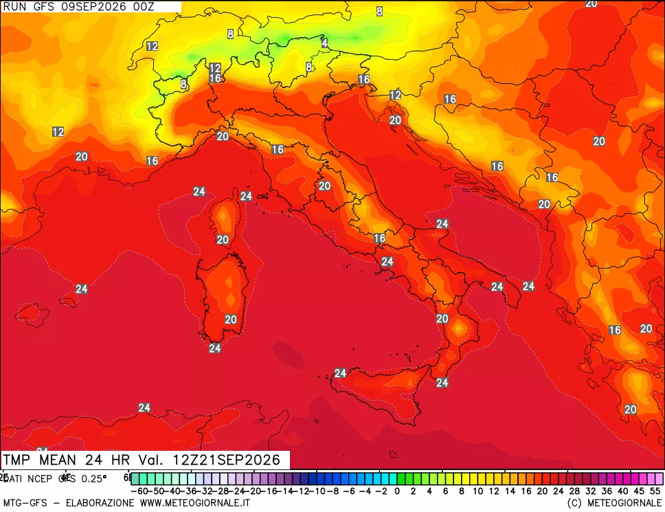 mappa Temperatura media 24 ore