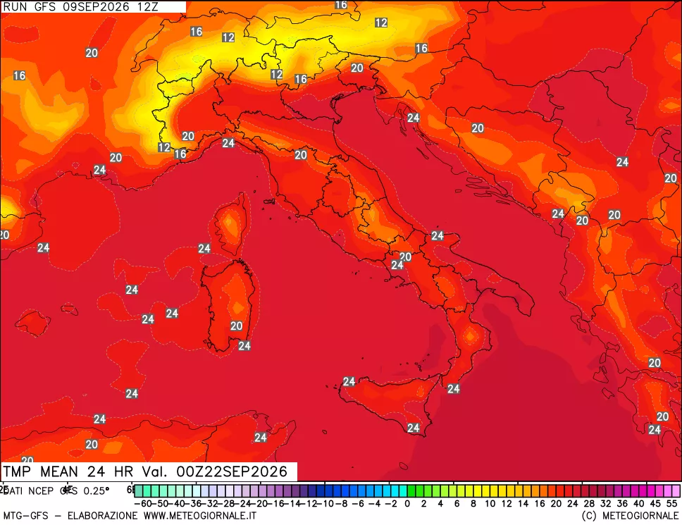 mappa Temperatura media 24 ore