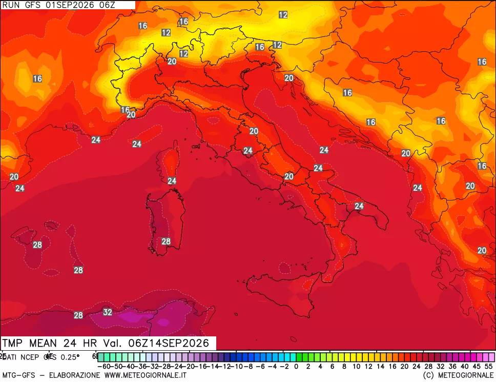 mappa Temperatura media 24 ore