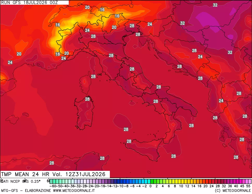 mappa Temperatura media 24 ore