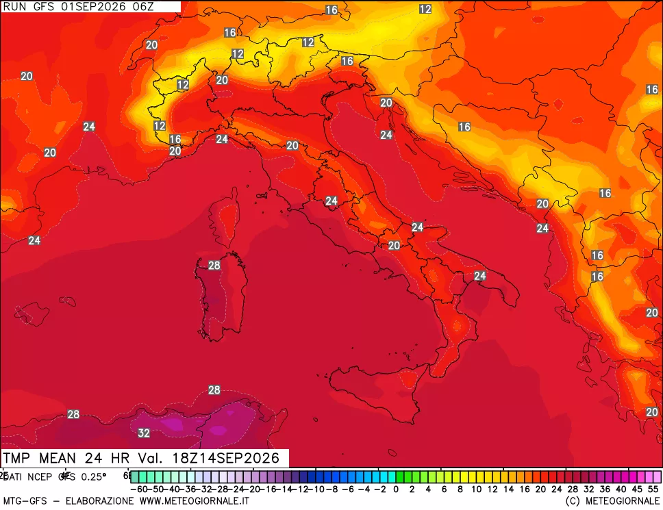 mappa Temperatura media 24 ore