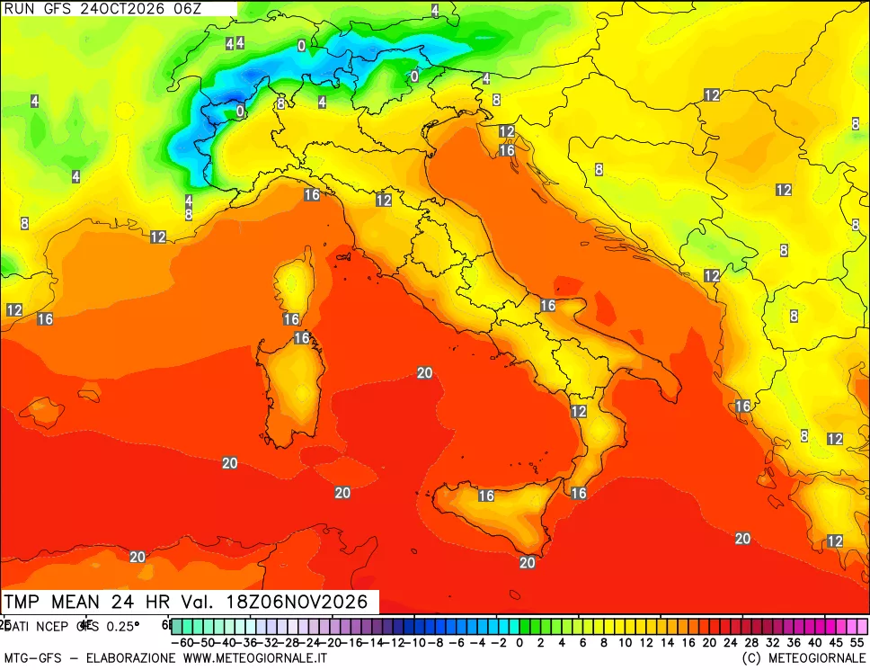 mappa Temperatura media 24 ore