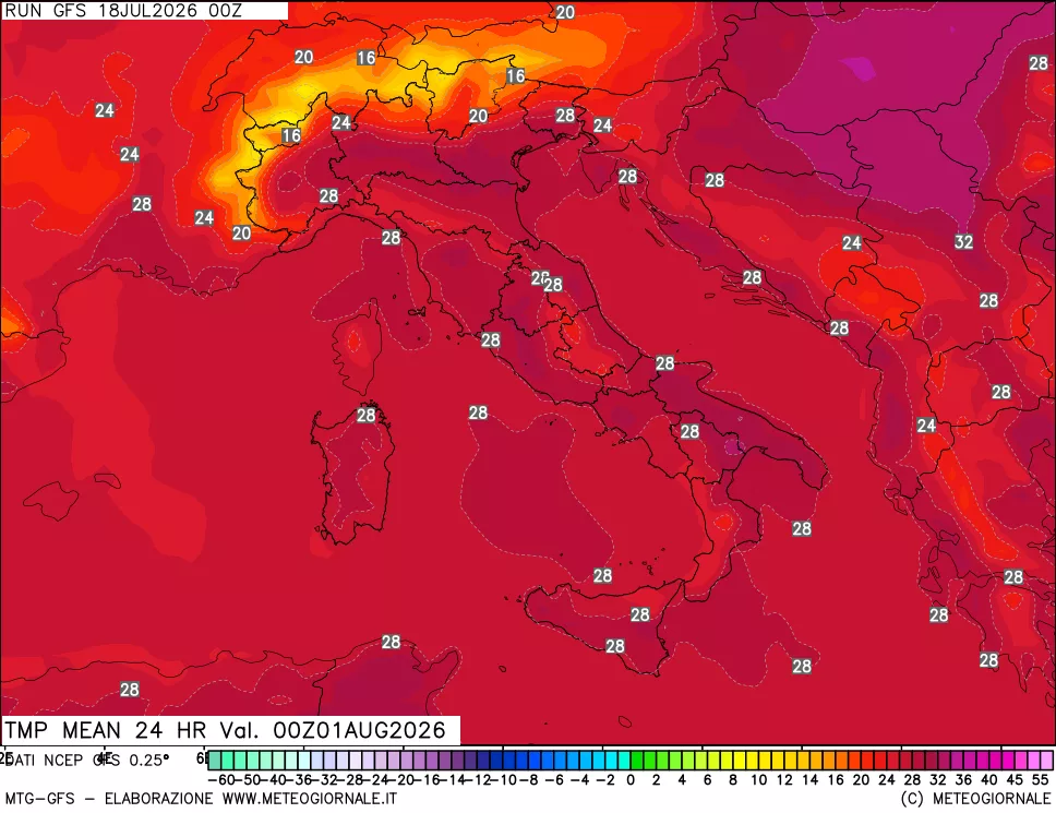 mappa Temperatura media 24 ore