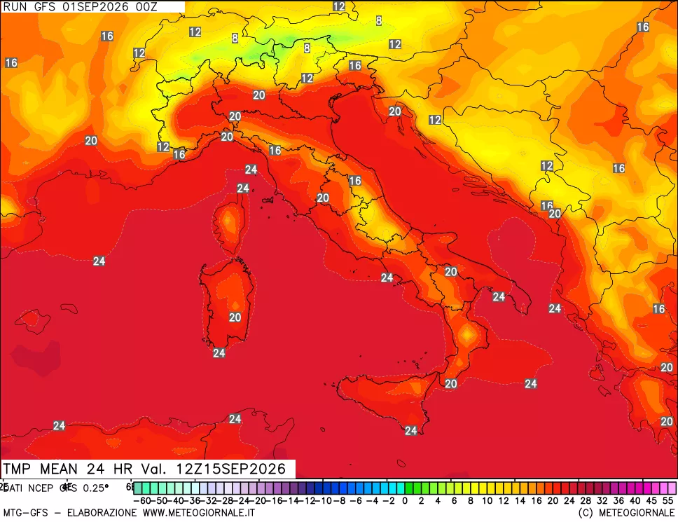 mappa Temperatura media 24 ore