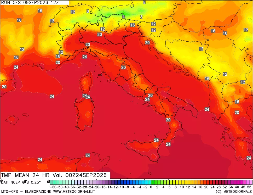 mappa Temperatura media 24 ore