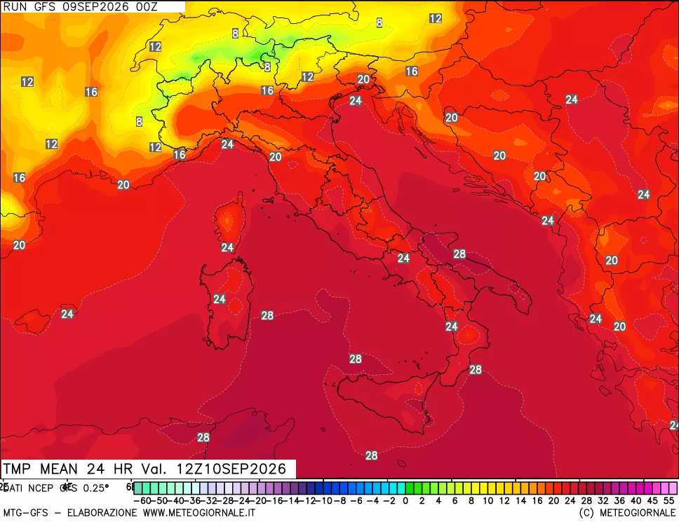mappa Temperatura media 24 ore