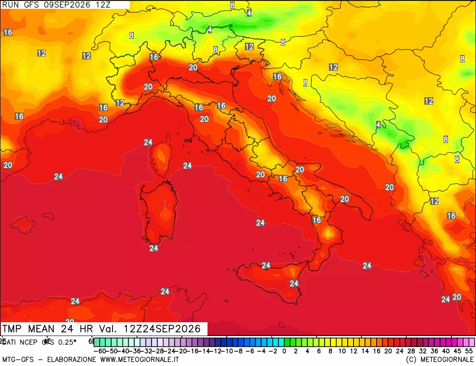 mappa Temperatura media 24 ore