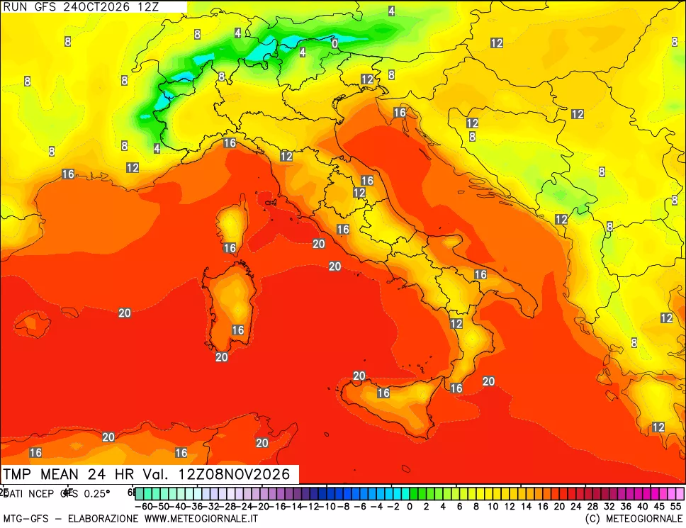 mappa Temperatura media 24 ore