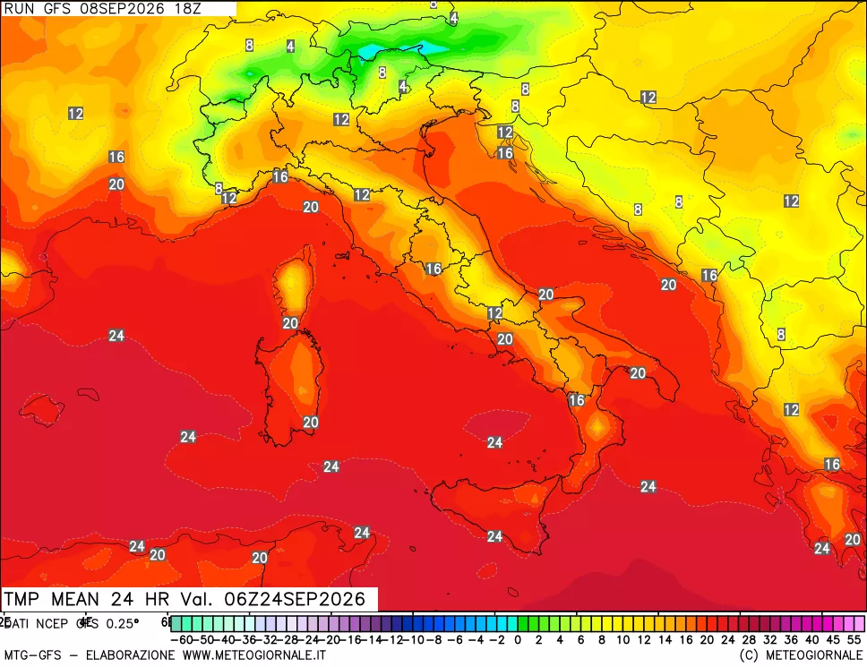 mappa Temperatura media 24 ore