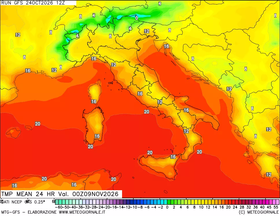 mappa Temperatura media 24 ore